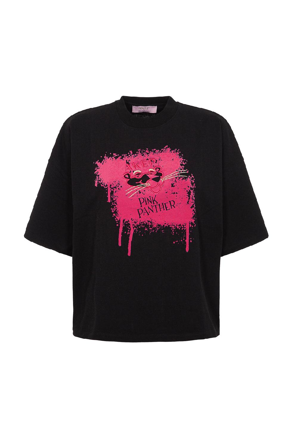 Akep T-SHIRT OVERSIZE CON STAMPA FLOCK - CAPSULE "AKEP X PINK PANTER" Negozio