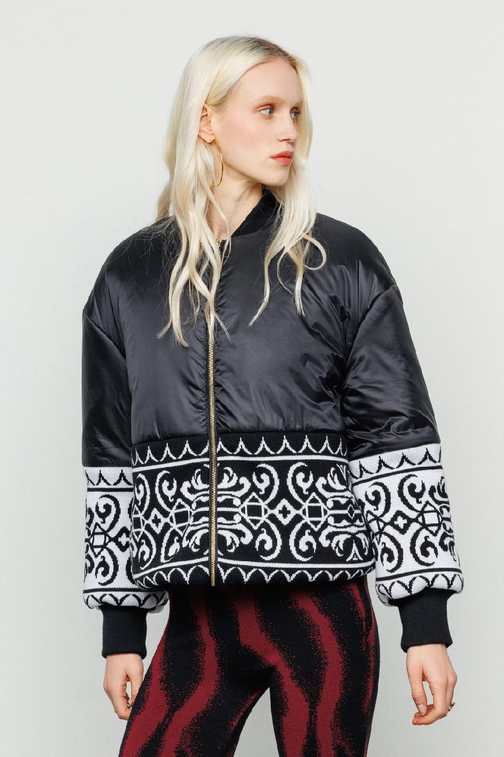 Akep BOMBER PIUMINO AKEP CON INSERTO JACQUARD SUL FONDO Nuovo