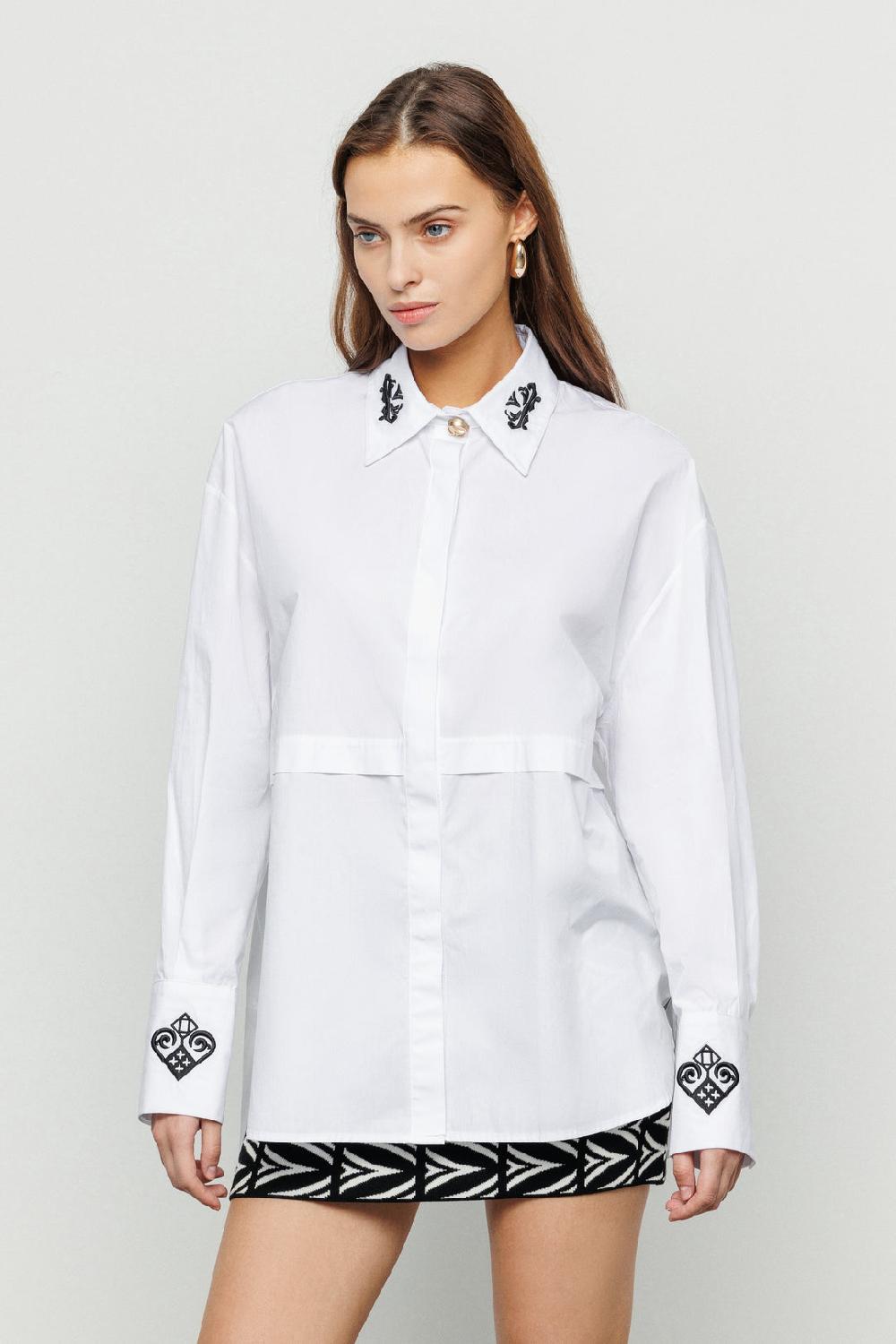 Akep CAMICIA OVERSIZE AKEP CON RICAMO IN COTONE Soddisfazione Garantita