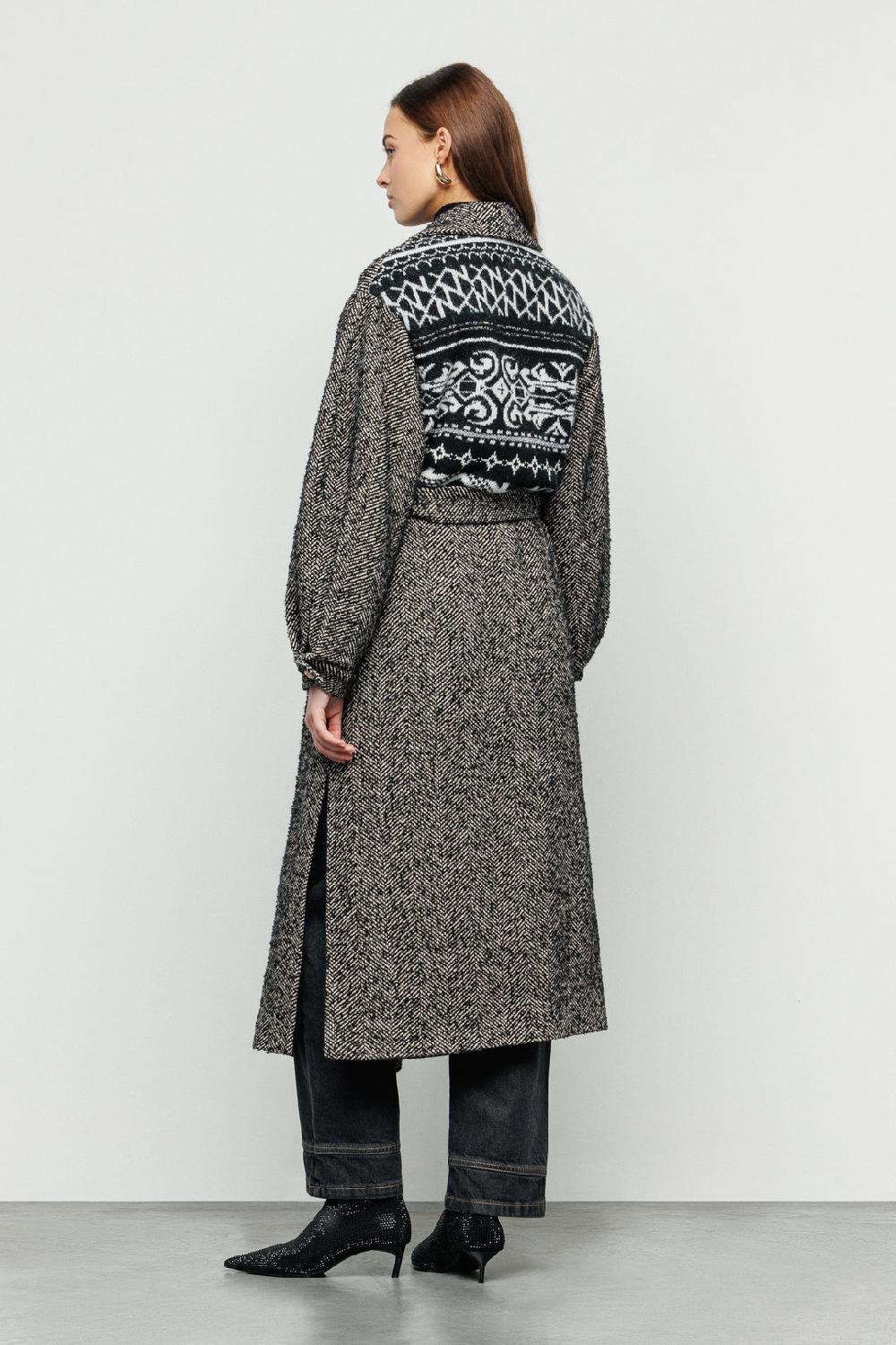 Akep CAPPOTTO LUNGO AKEP CON APPLICAZIONE SUL RETRO IN TESSUTO JACQUARD Acquista Ora