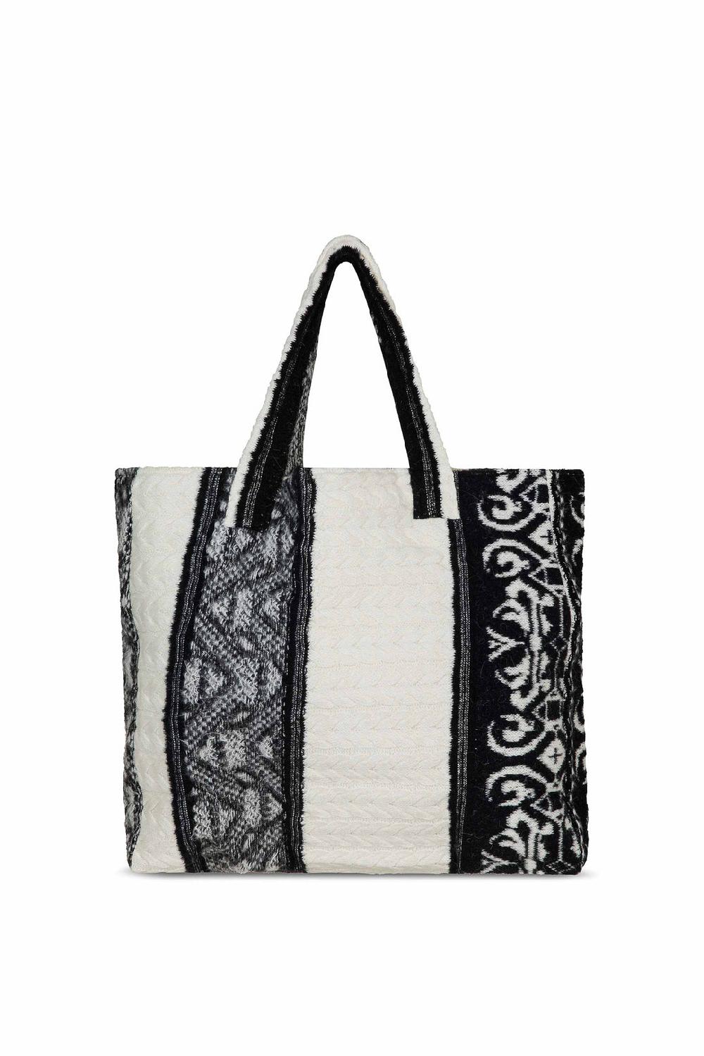 Akep SHOPPING BAG AKEP MISTO LANA JACQUARD WHITE&BLACK Promozione Limitata