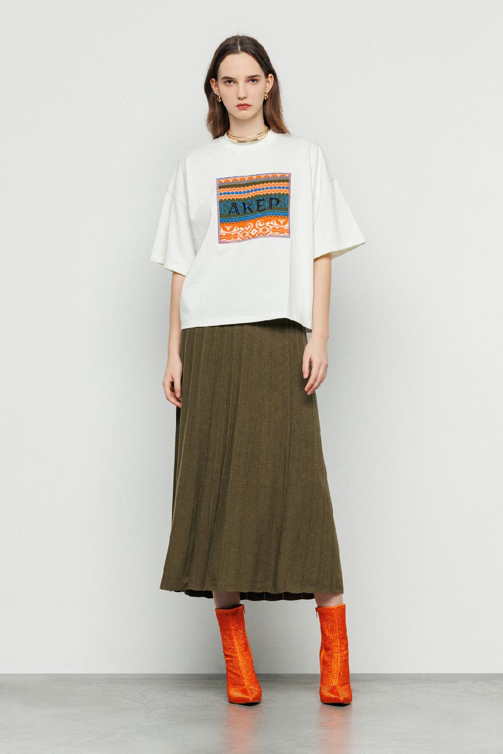 Akep T-SHIRT AKEP OVERSIZE CON APPLICAZIONE JACQUARD SUL DAVANTI Shopping Online