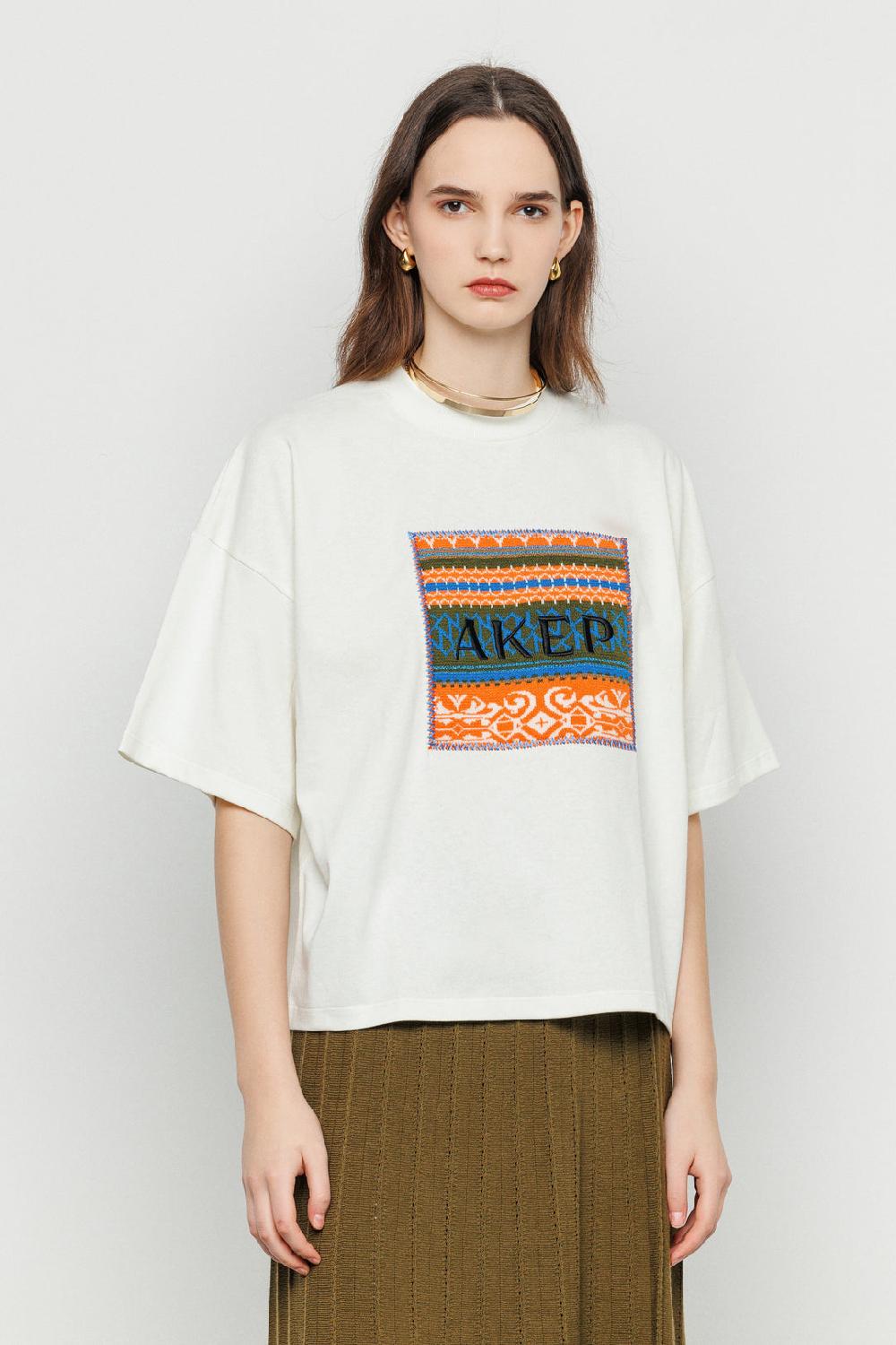 Akep T-SHIRT AKEP OVERSIZE CON APPLICAZIONE JACQUARD SUL DAVANTI Shopping Online