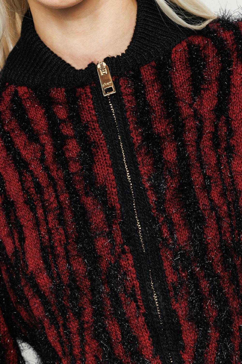 Akep CARDIGAN AKEP CON FULL ZIP ZEBRATA DETTAGLI IN LUREX Prezzo Ridotto