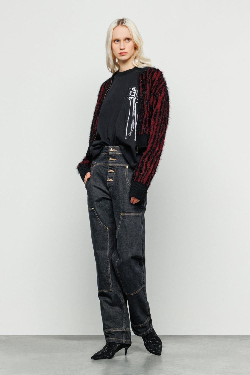 Akep CARDIGAN AKEP CON FULL ZIP ZEBRATA DETTAGLI IN LUREX Prezzo Ridotto