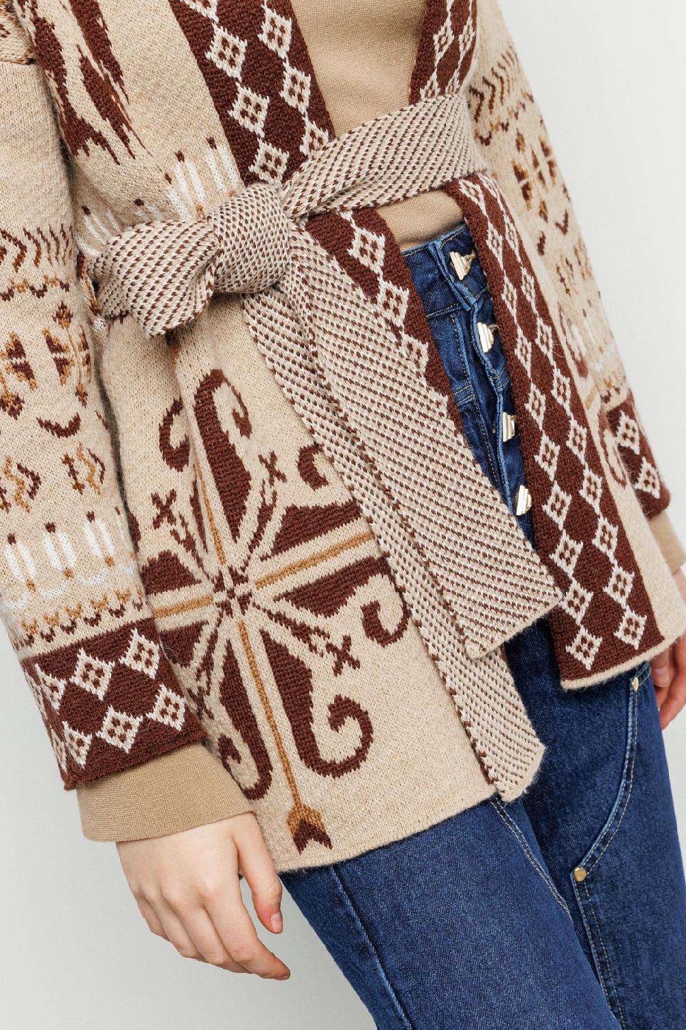 Akep CARDIGAN AKEP IN JACQUARD CON CINTURA Convenienza