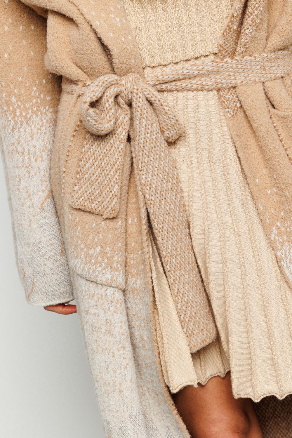 Akep CARDIGAN LUNGO AKEP IN MISTO LANA CON CINTURA Offerta