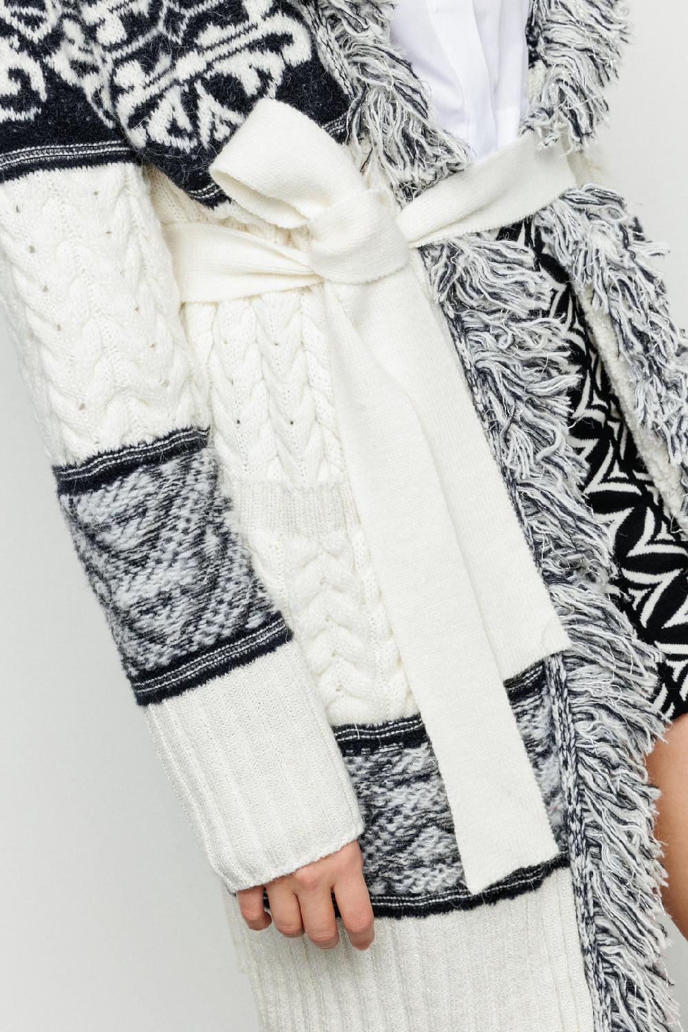 Akep CARDIGAN MIDI AKEP LAVORAZIONE A TRECCE IN JACQUARD CON CINTURA Economico