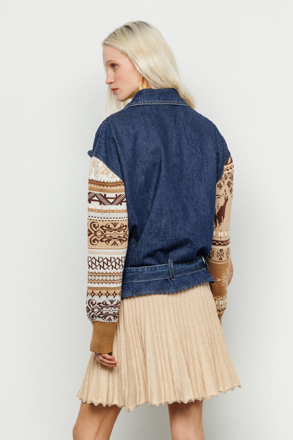 Akep GIACCA CHIODO AKEP IN DENIM CON MANICHE IN MAGLIERIA 2025