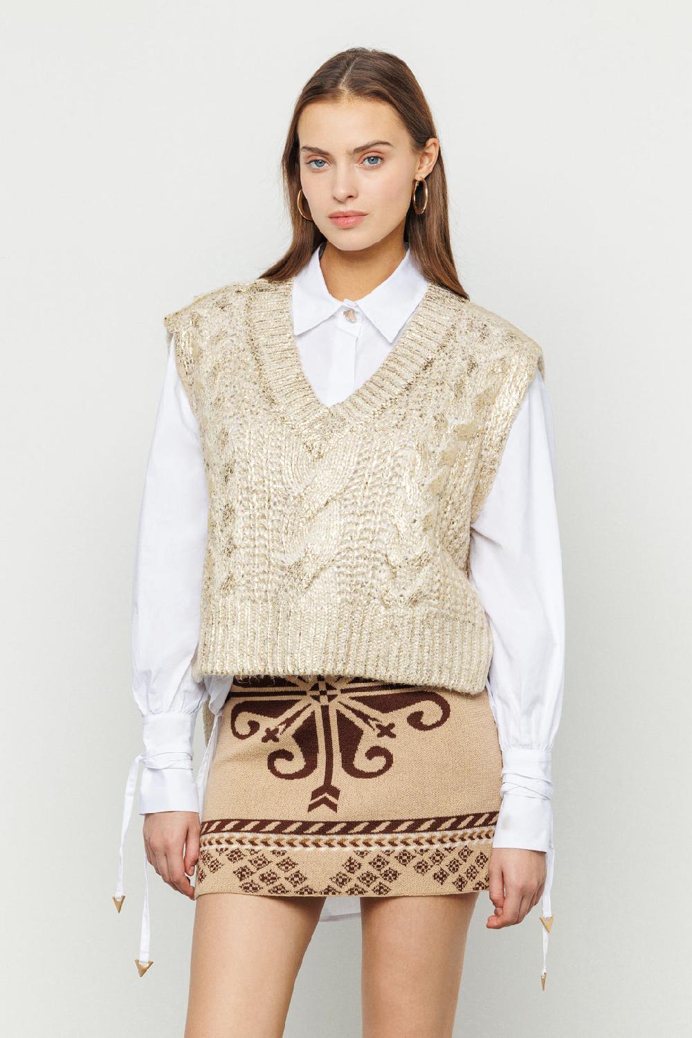 Akep GILET AKEP PLACCATURA GOLD CON SCOLLO A V Italy