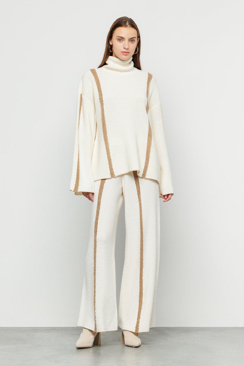 Akep PULLOVER AKEP A COSTE CON INTARSIO IN LUREX Sottocosto