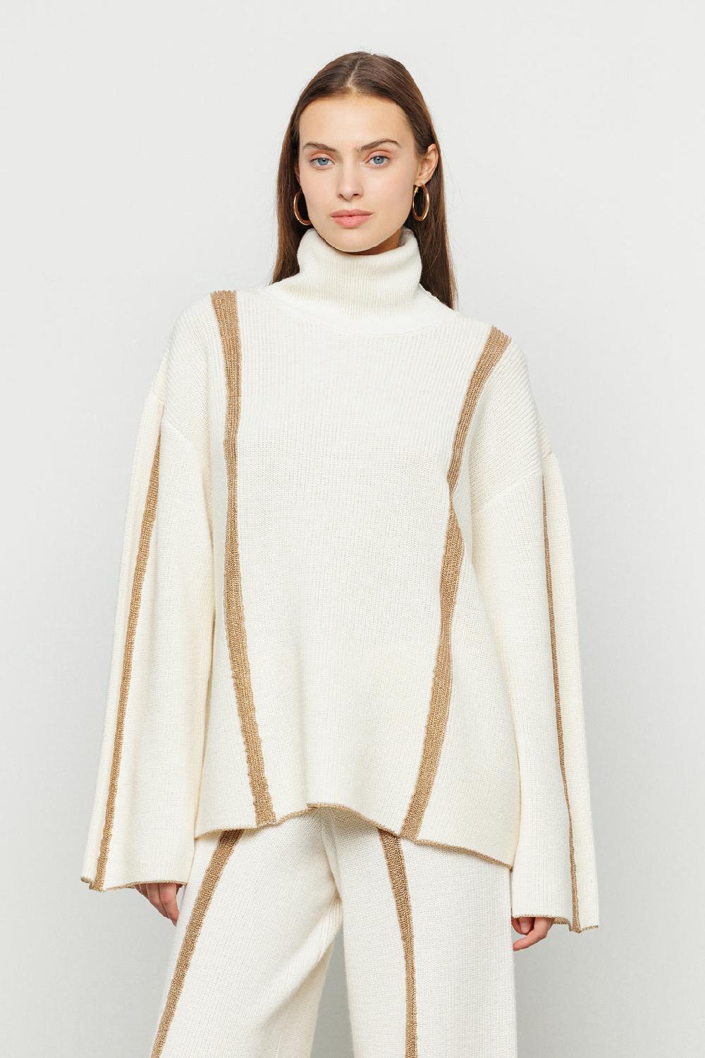 Akep PULLOVER AKEP A COSTE CON INTARSIO IN LUREX Sottocosto