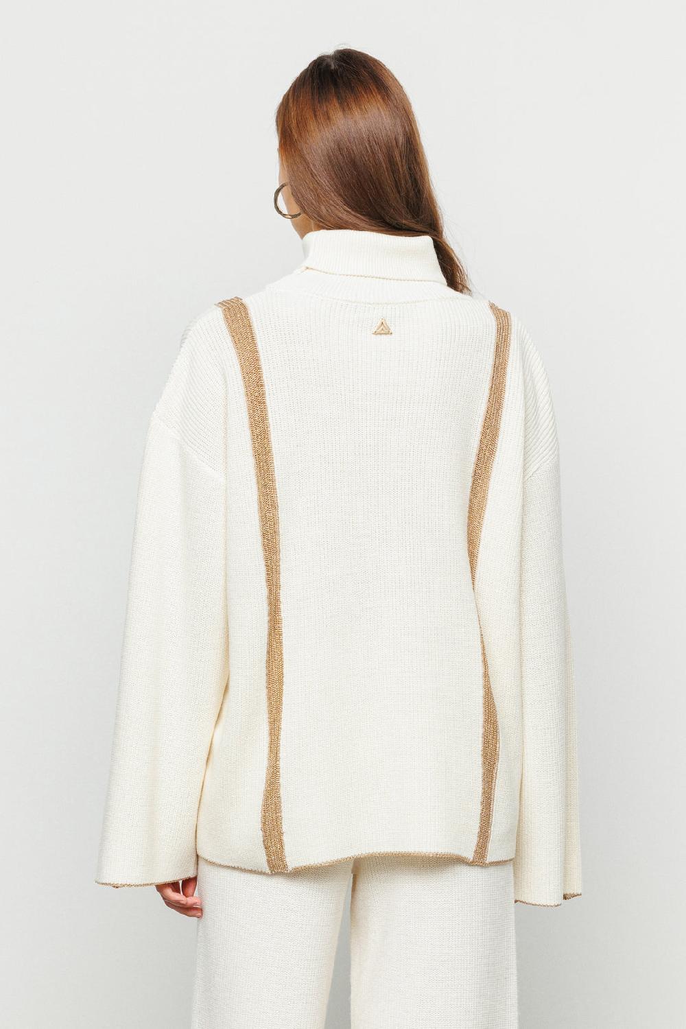 Akep PULLOVER AKEP A COSTE CON INTARSIO IN LUREX Sottocosto