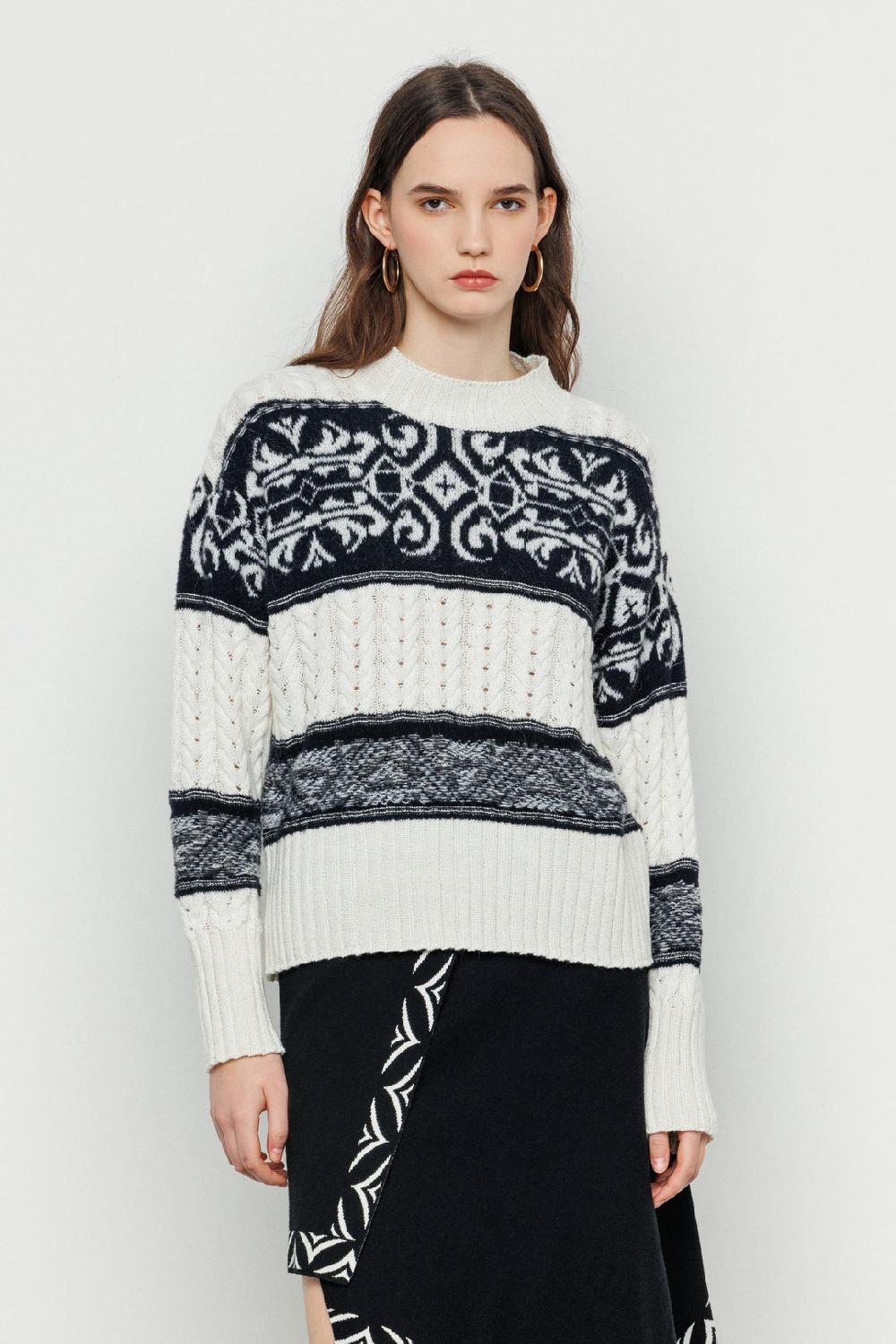 Akep PULLOVER AKEP GIROCOLLO INTRECCIATO CON INSERTI JACQUARD Offerta