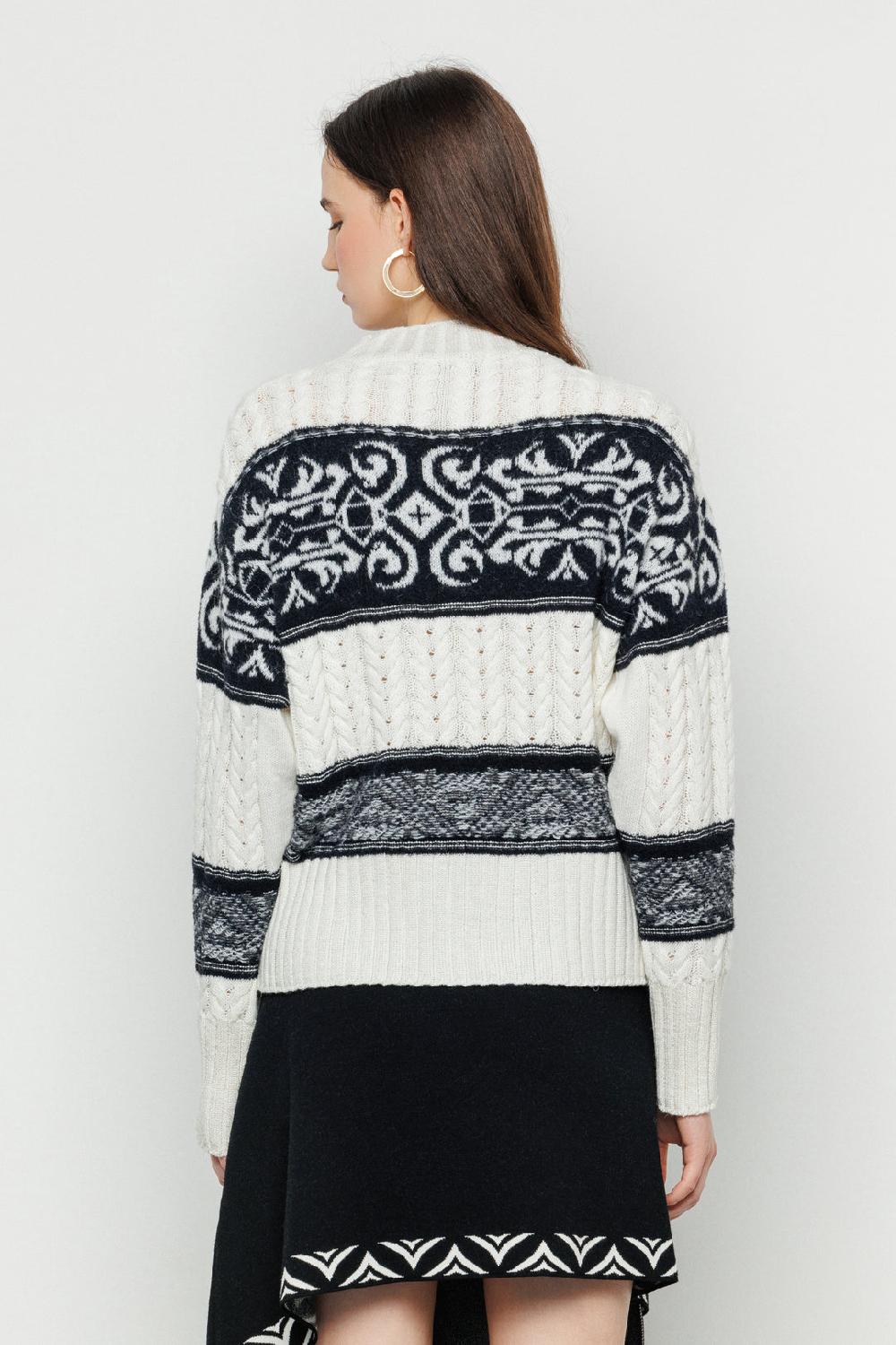 Akep PULLOVER AKEP GIROCOLLO INTRECCIATO CON INSERTI JACQUARD Offerta