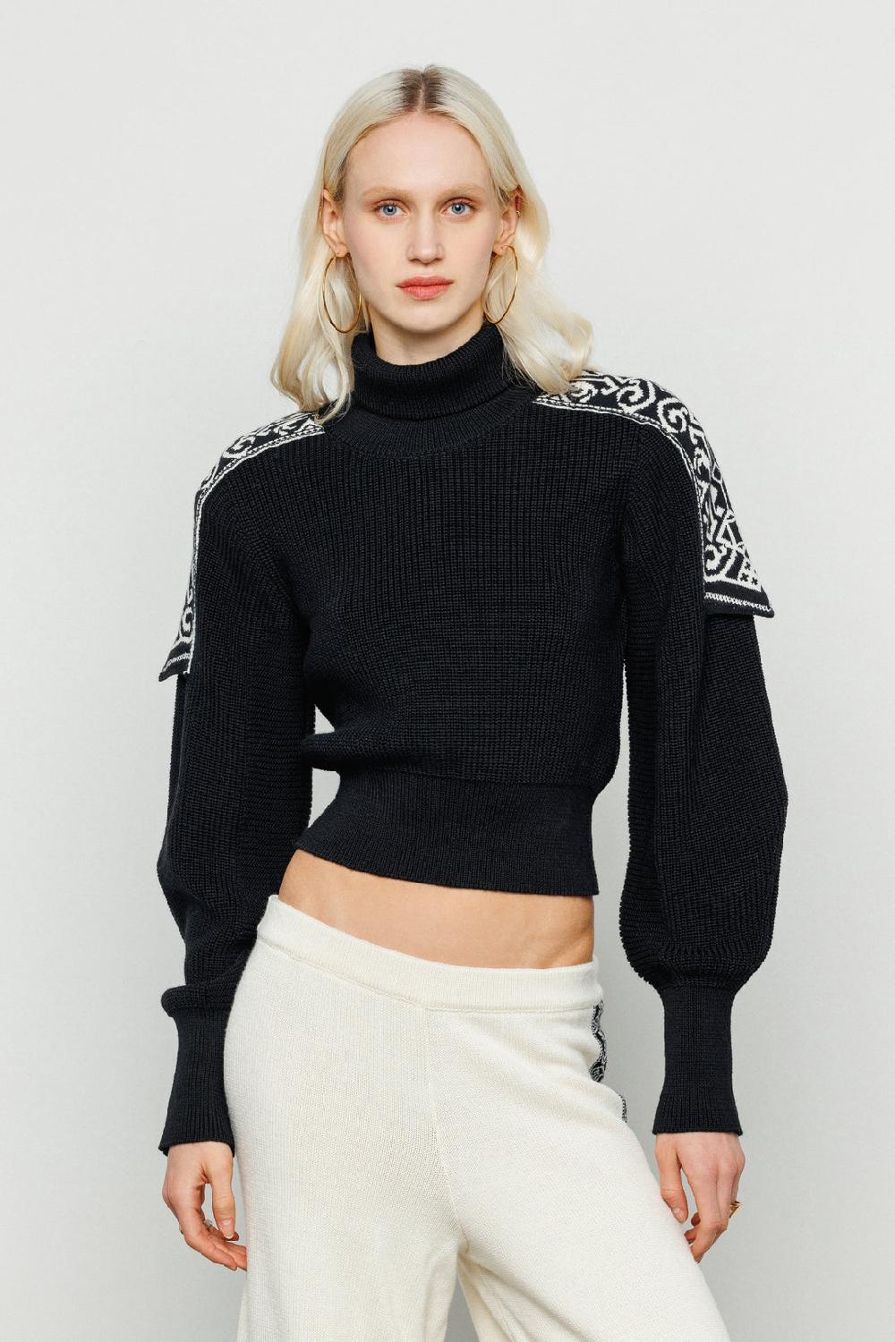 Akep PULLOVER CROP AKEP CON SPALLINE IN JACQUARD In Vendita