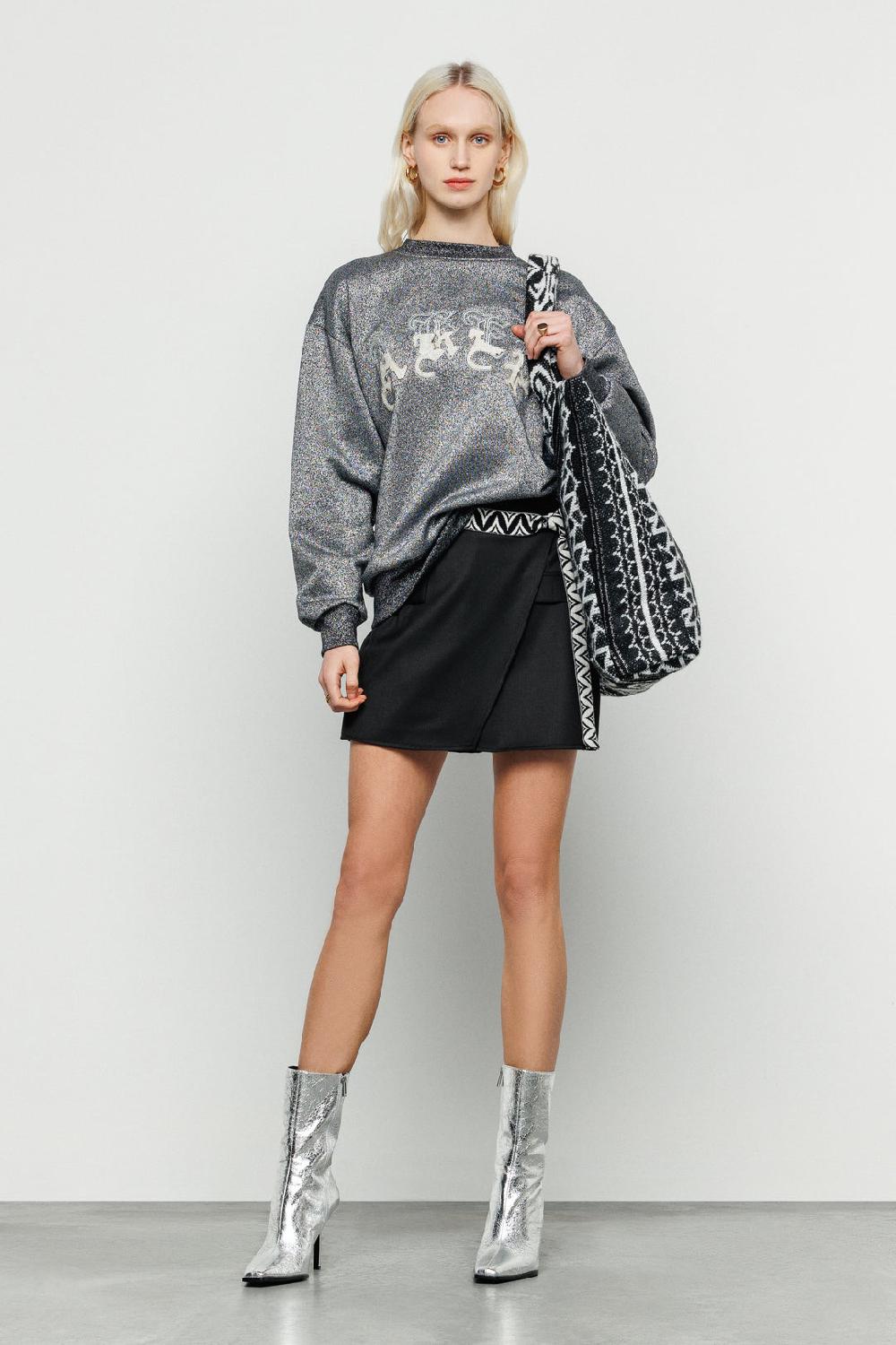 Akep SHOPPING BAG AKEP MISTO LANA JACQUARD BLACK&WHITE Prezzo basso