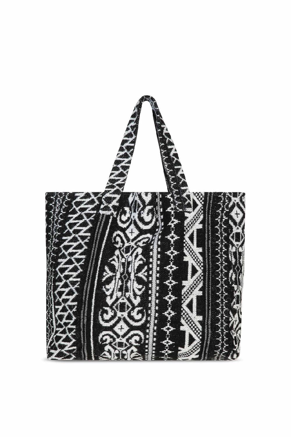 Akep SHOPPING BAG AKEP MISTO LANA JACQUARD BLACK&WHITE Prezzo basso