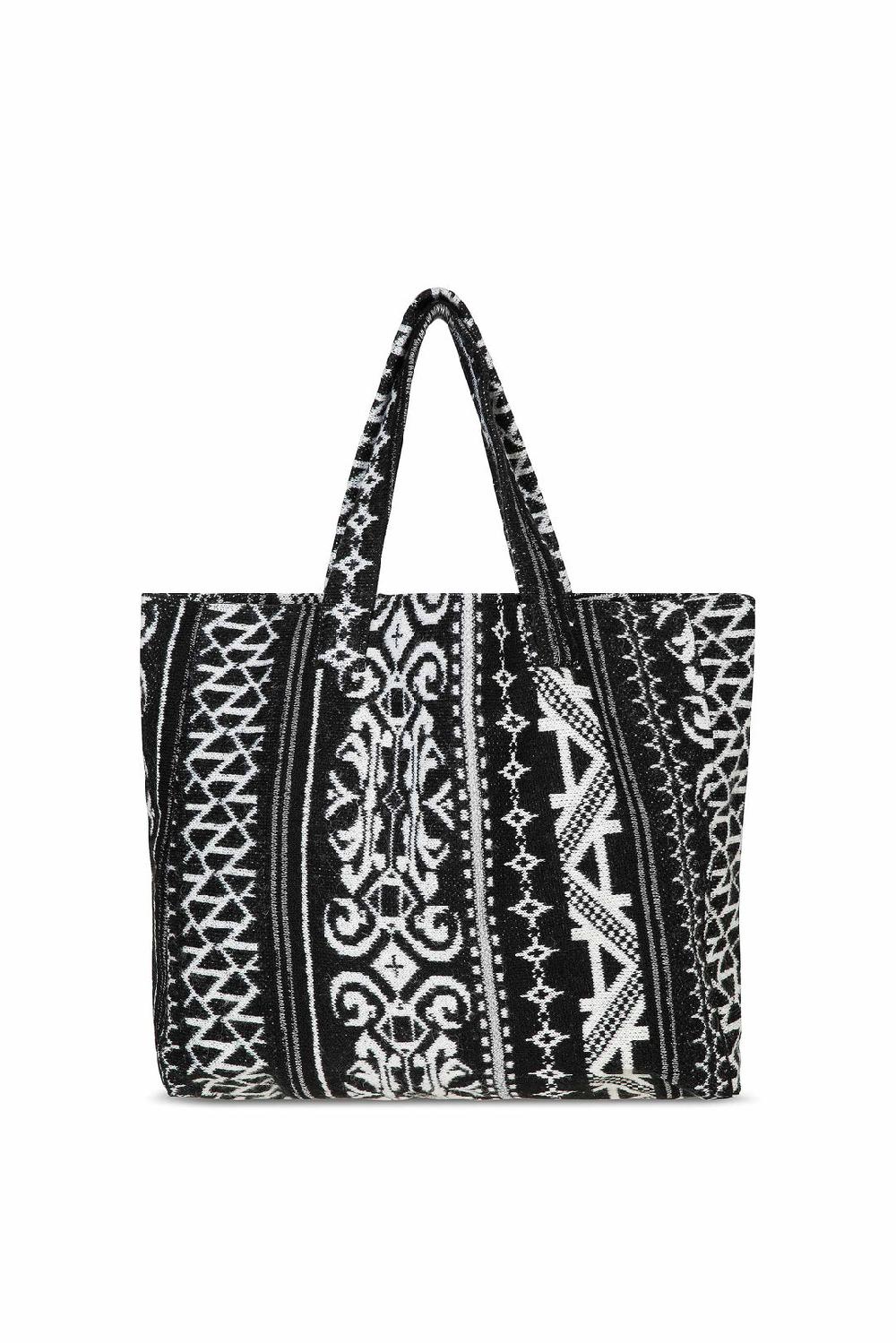 Akep SHOPPING BAG AKEP MISTO LANA JACQUARD BLACK&WHITE Prezzo basso