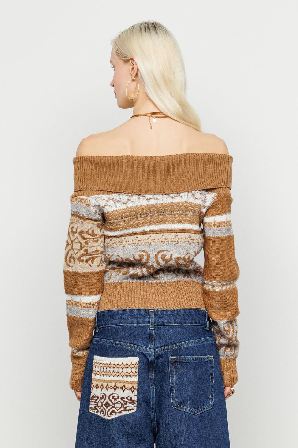 Akep MAGLIA AKEP CON SCOLLO BARDOT IN TESSUTO JACQUARD Ritorno libero