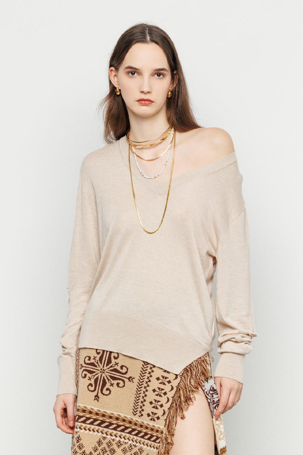 Akep MAGLIA CUT OUT AKEP CON SCOLLO A V Moda