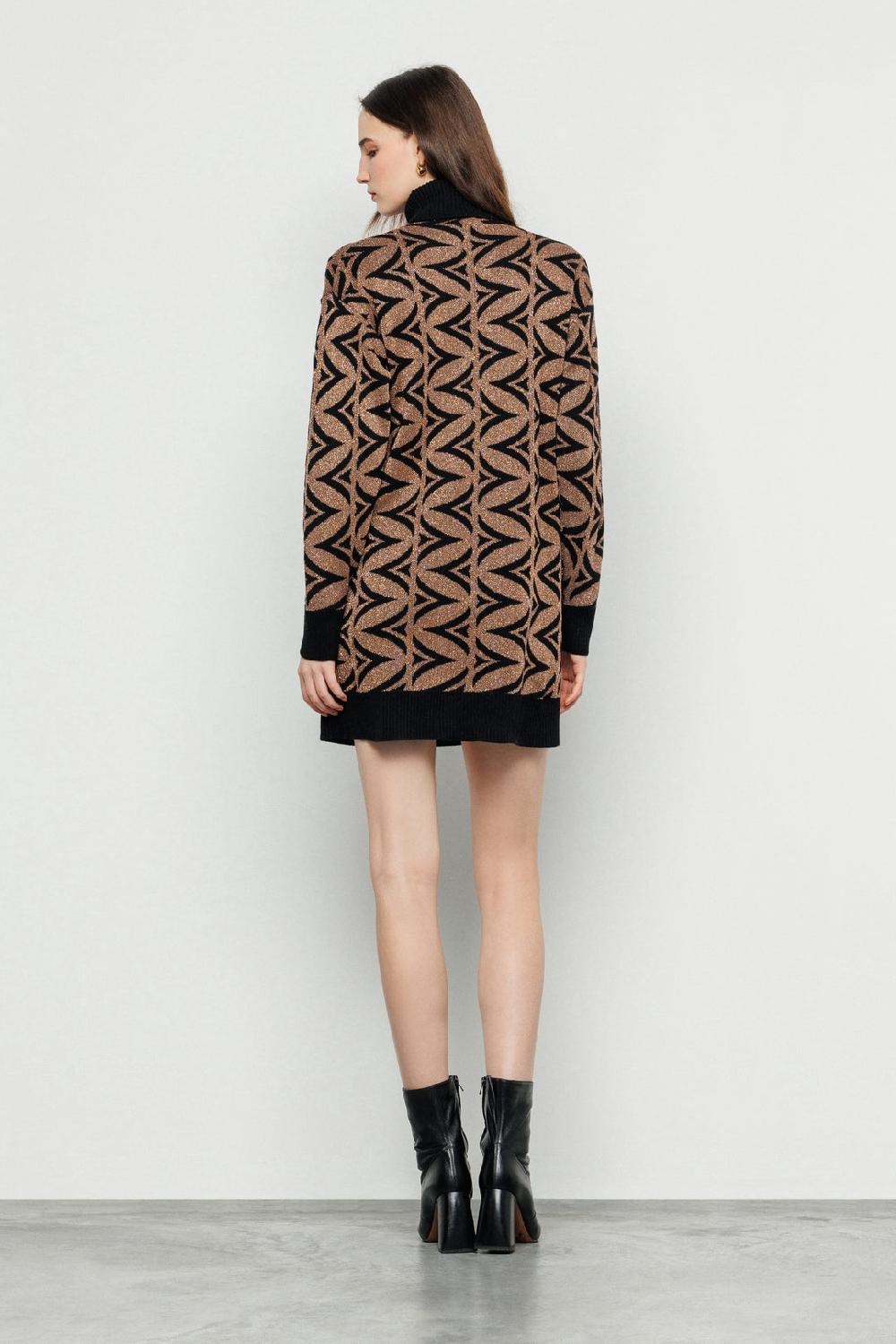 Akep MAXI PULL AKEP A COLLO ALTO FANTASIA ALLOVER LOGO IN LUREX Spedizione Gratuita