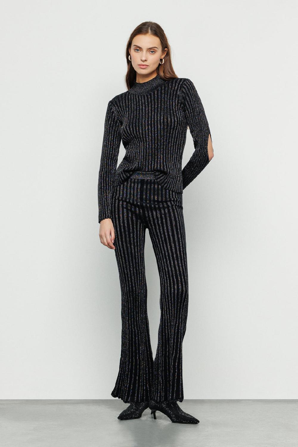 Akep PANTALONE FLARE AKEP IN VANISE' A COSTE In Vendita